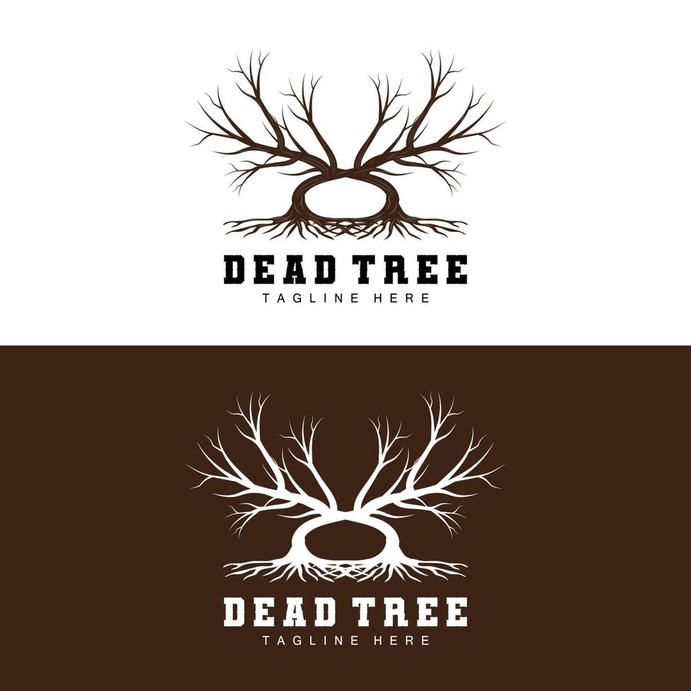 Tree Logo Design, Dead Tree Illustration, Wild Tree Cutting, Global Warming Vector, Earth Drought, Product Brand Icons vector