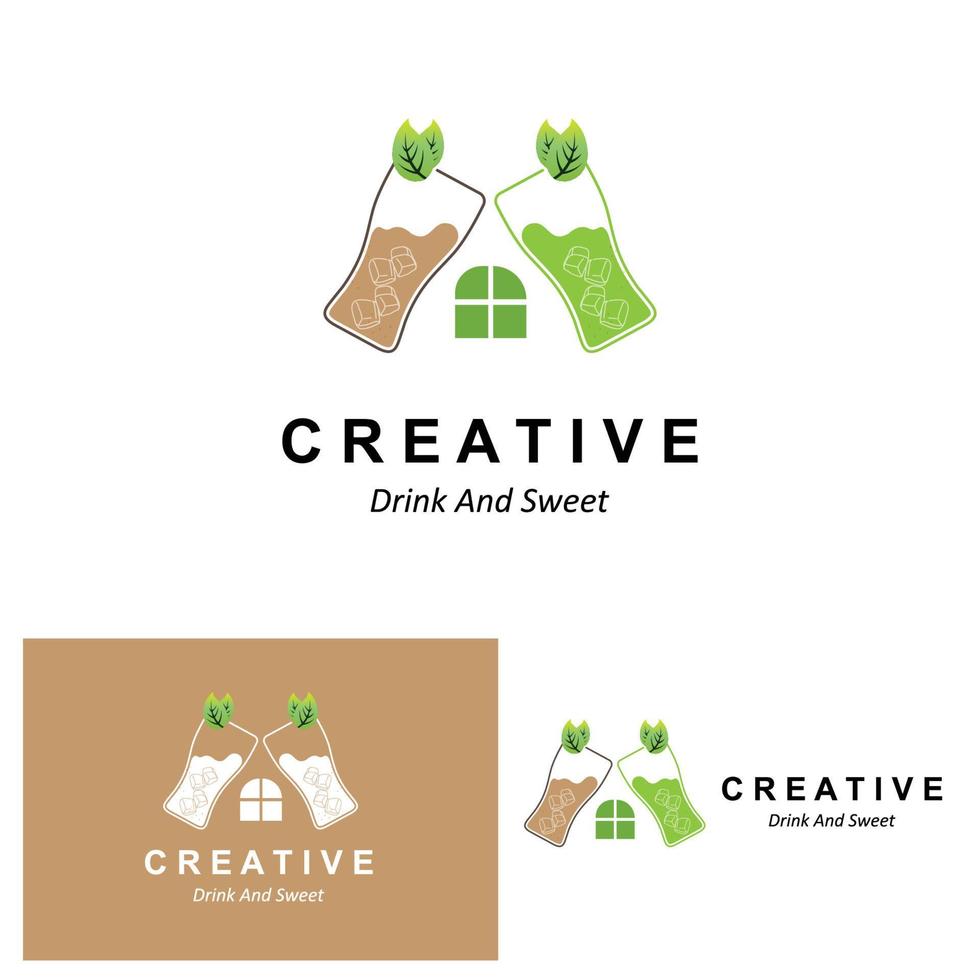 Vector Illustration of green plant matcha logo made as matcha drink or matcha dessert, green tea design