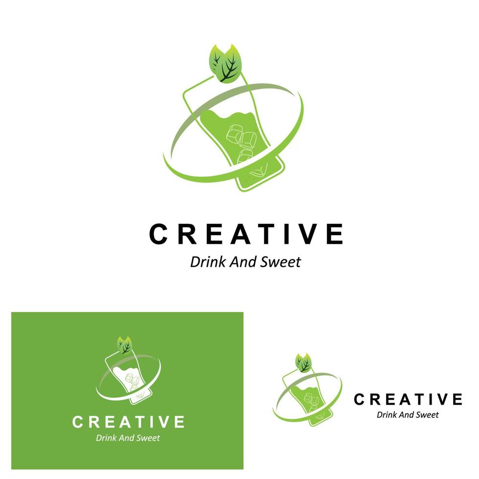 Vector Illustration of green plant matcha logo made as matcha drink or matcha dessert, green tea design