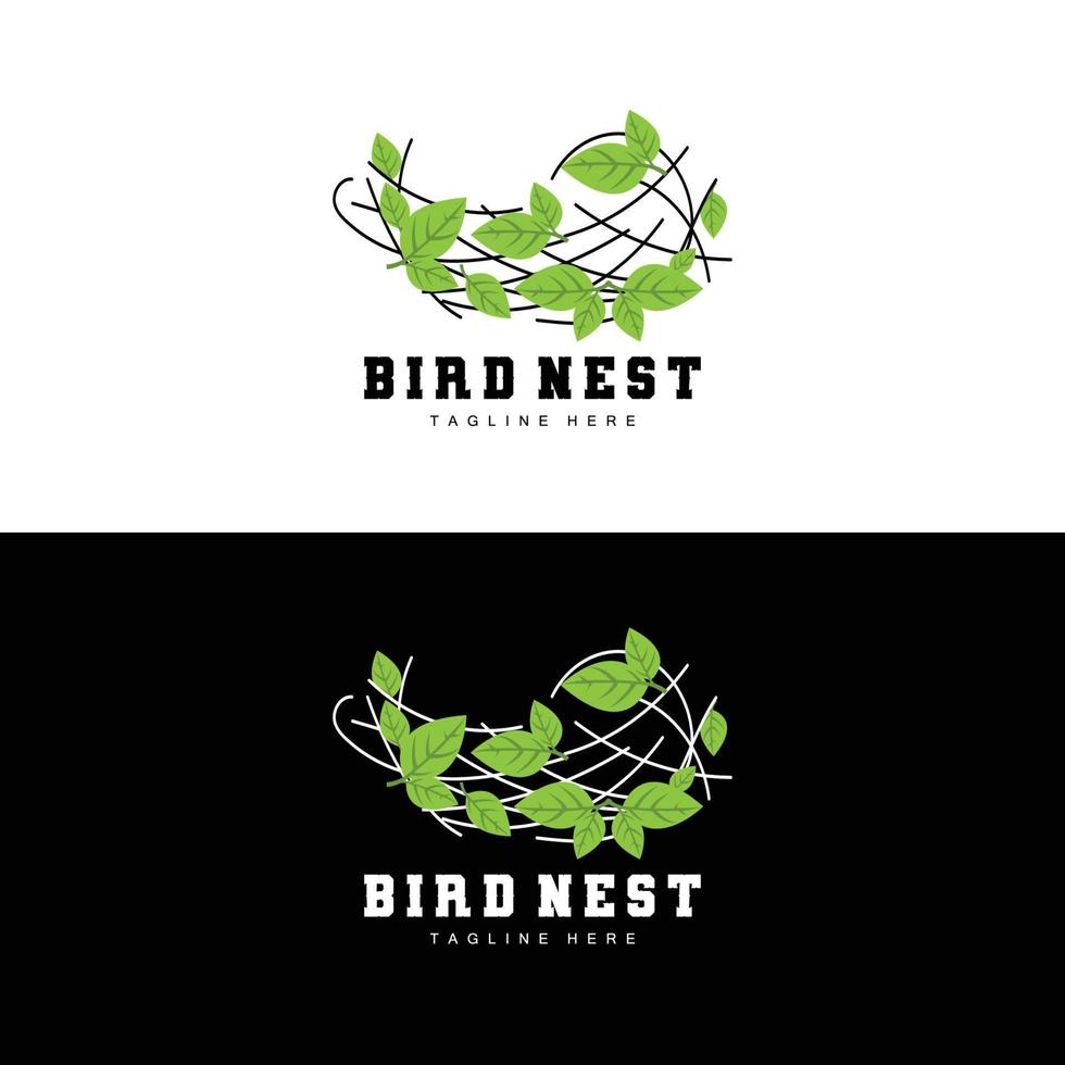 Bird's Nest Logo Design, Bird House Vector For Eggs, Bird Tree Logo Illustration