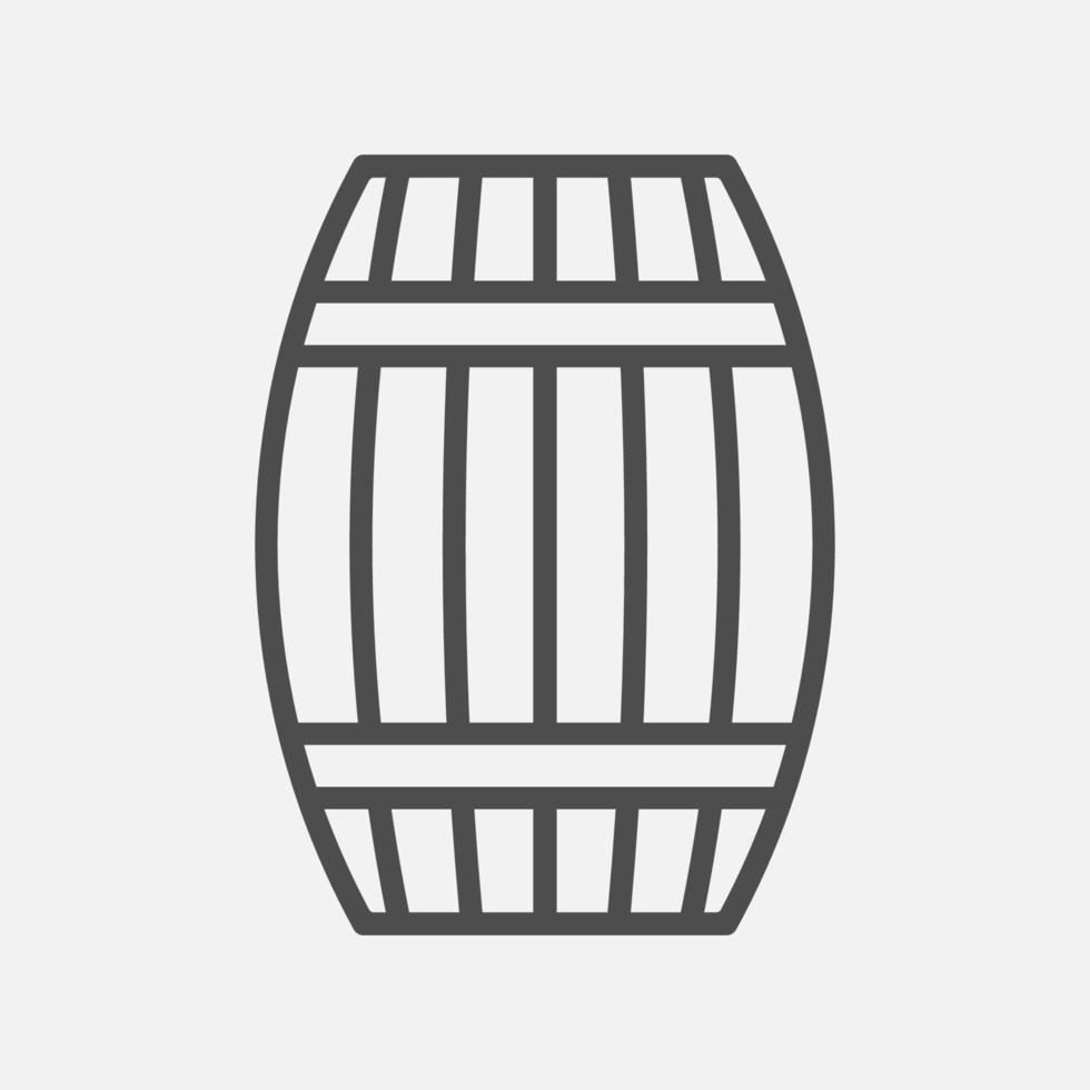 Wooden barrel icon isolated flat design vector illustration.