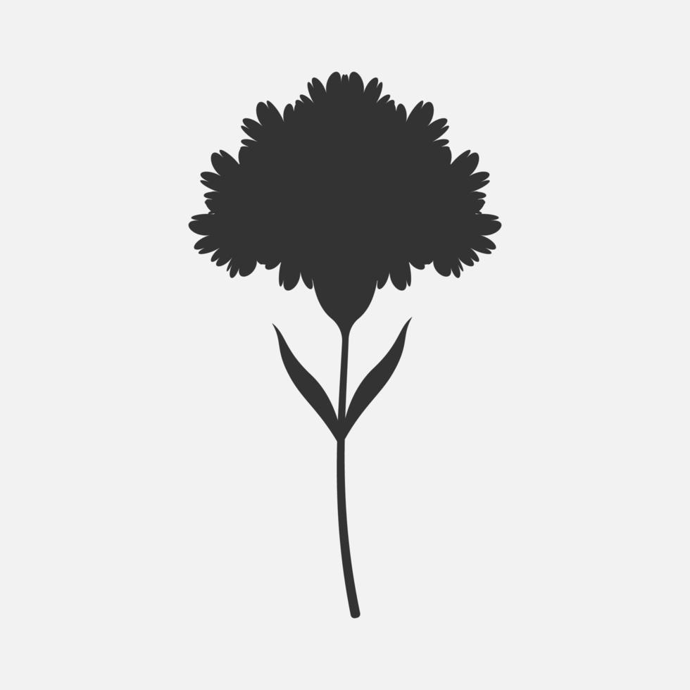 diseño plano aislado de la planta de la flor del clavel negro. vector