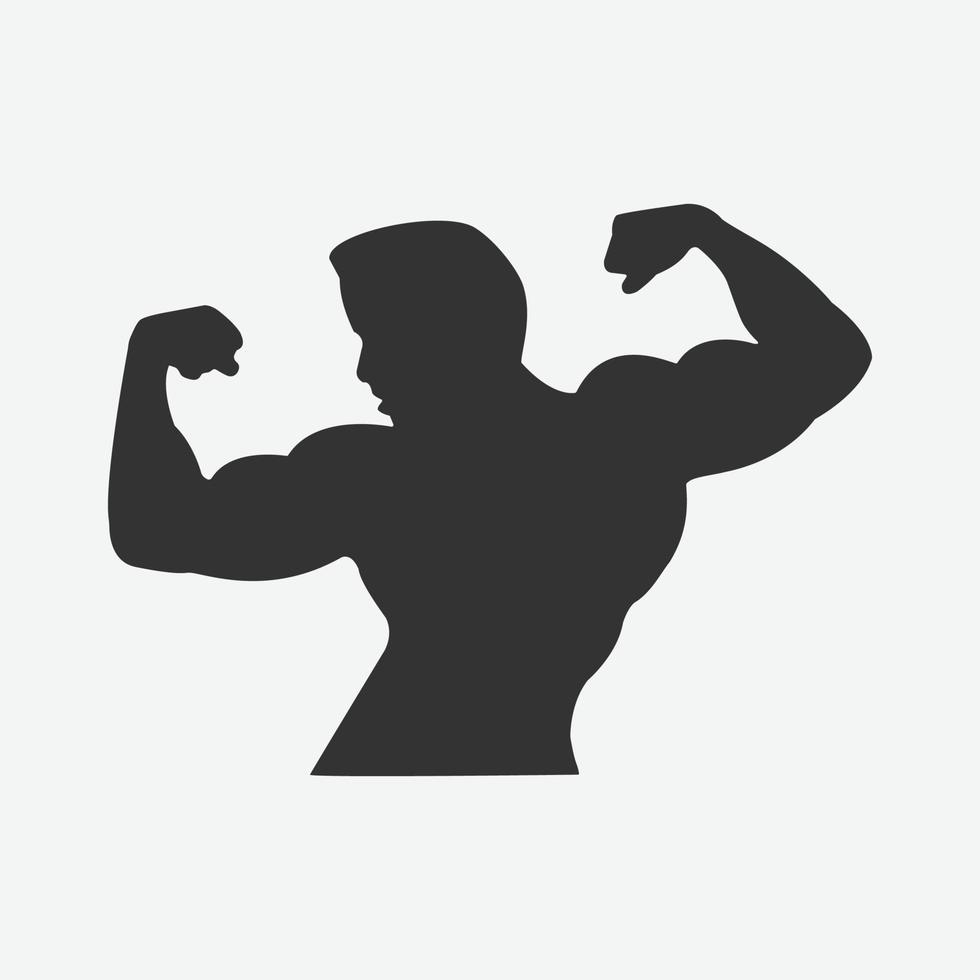 Body builder power strength gym fitness club icon isolated flat design. vector