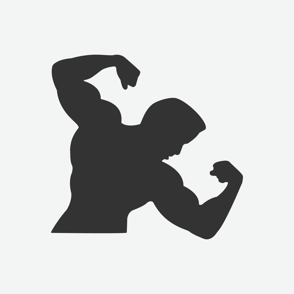 Body builder power strength gym fitness club icon isolated flat design. vector