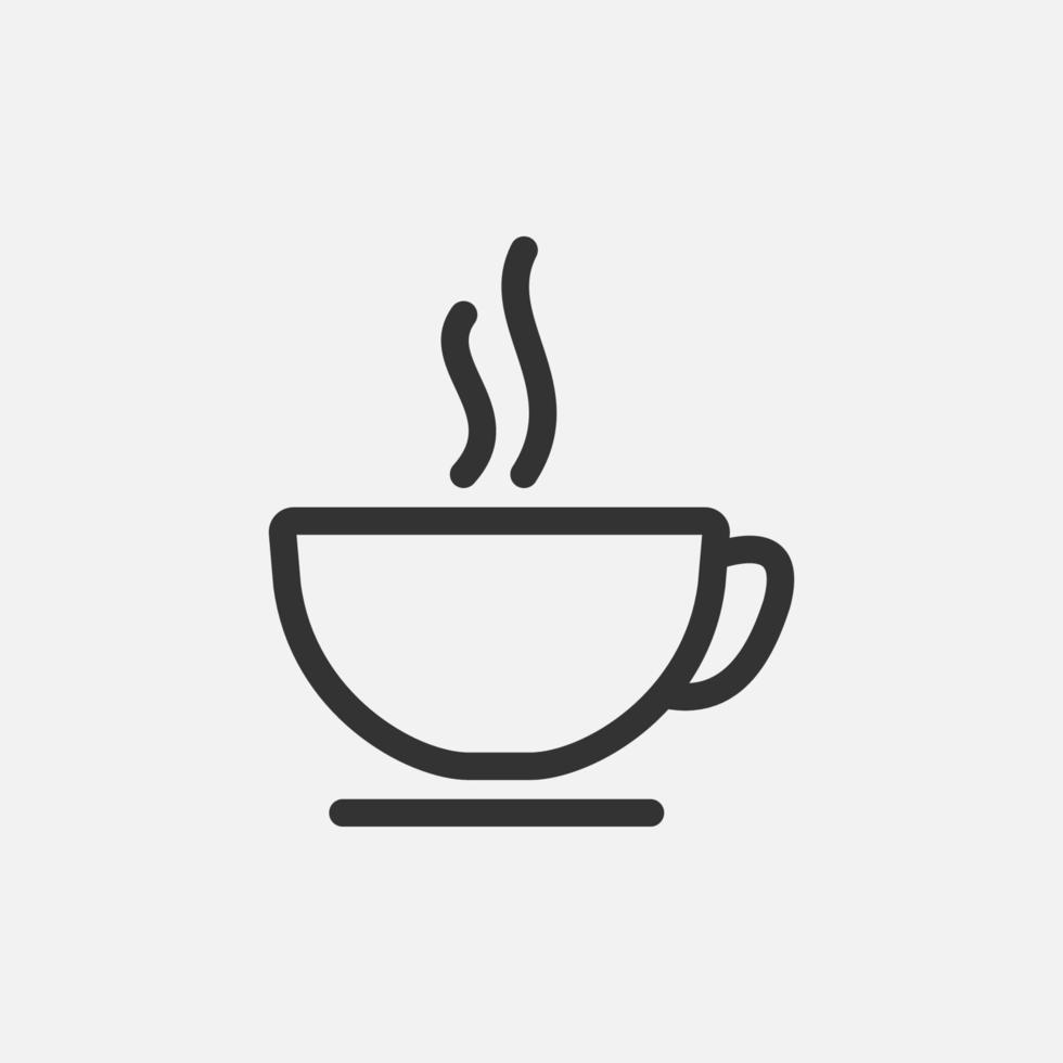 Outline cup of coffee icon isolated flat design vector illustration.