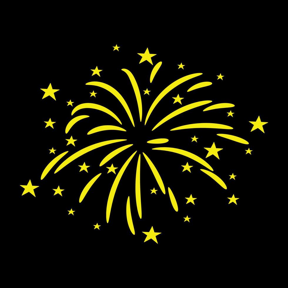 Bursting firework with stars and sparks isolated vector illustration.