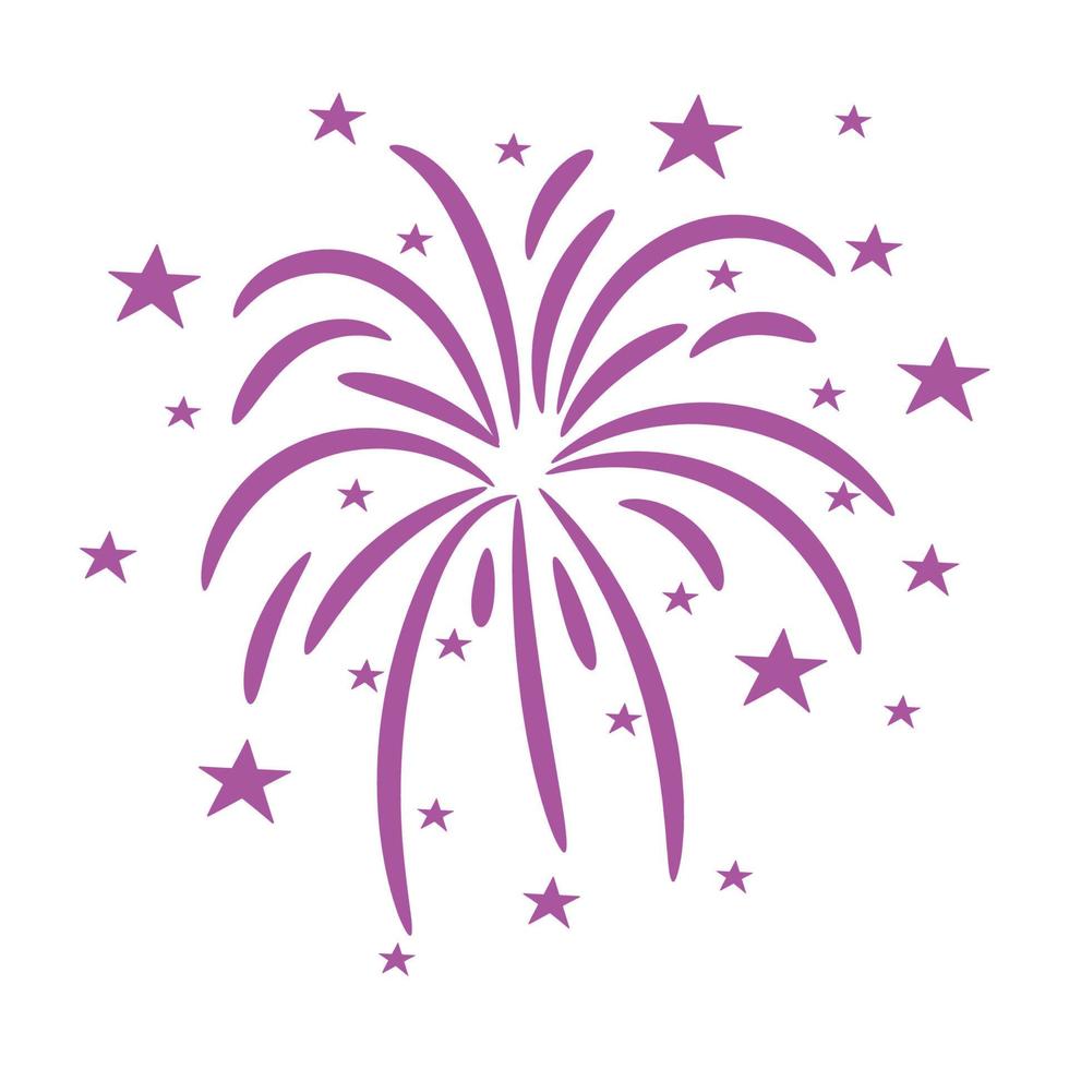 Bursting firework with stars and sparks isolated vector illustration.