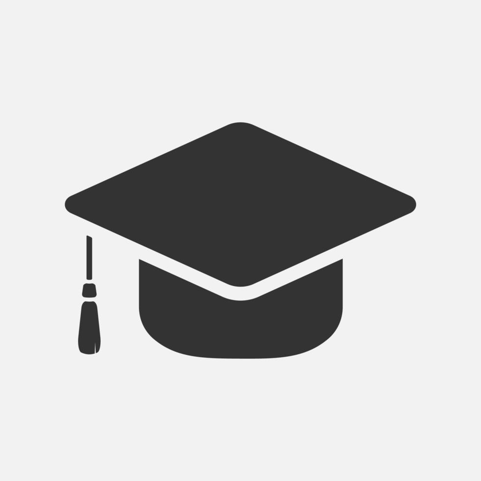 Graduation cap or graduate hat icon isolated flat design vector illustration.