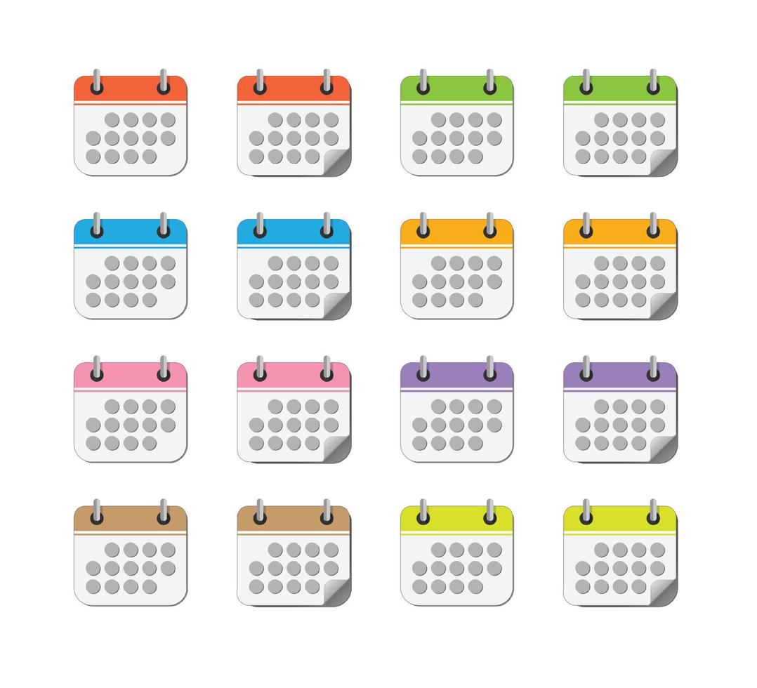 Calendar icon set with different color vector illustration.