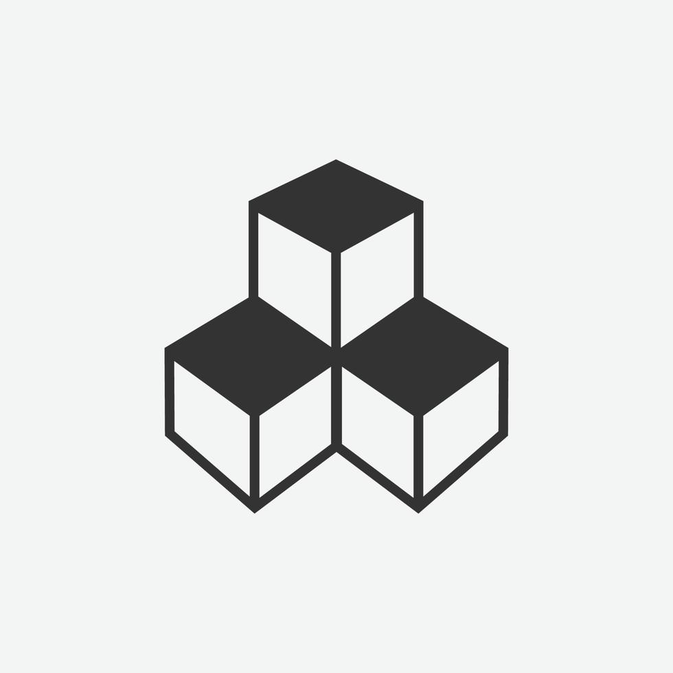 Outline cubes icon flat design vector illustration.