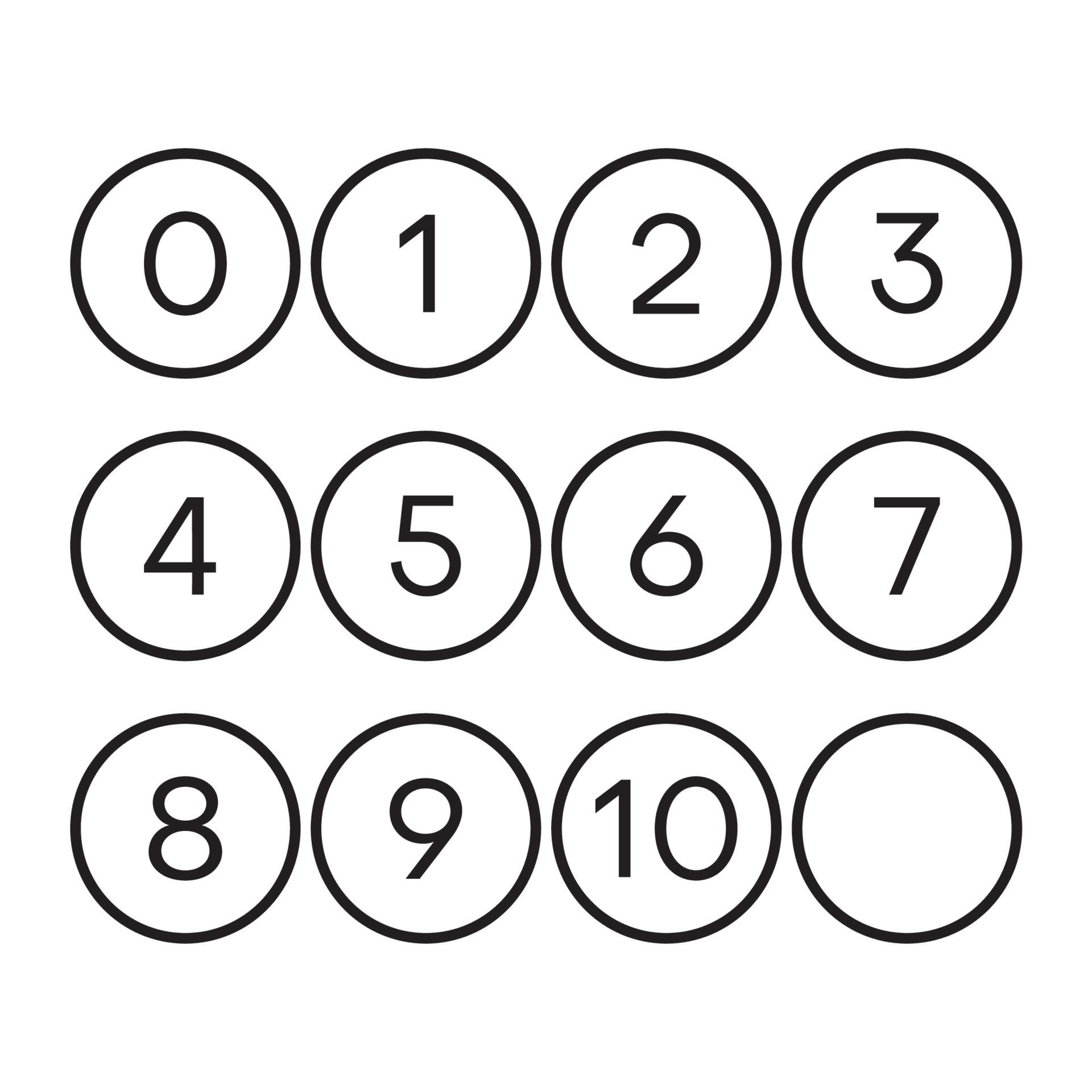 Conjunto de contornos de icono de c rculo con n meros del 0 al 10 en el