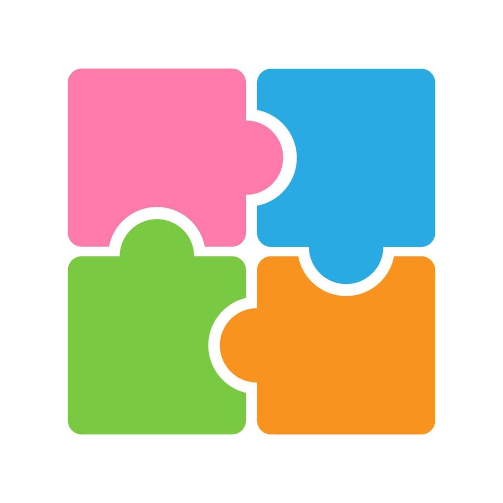 Color puzzle piece,  jigsaw symbol, teamwork or solution concept. vector