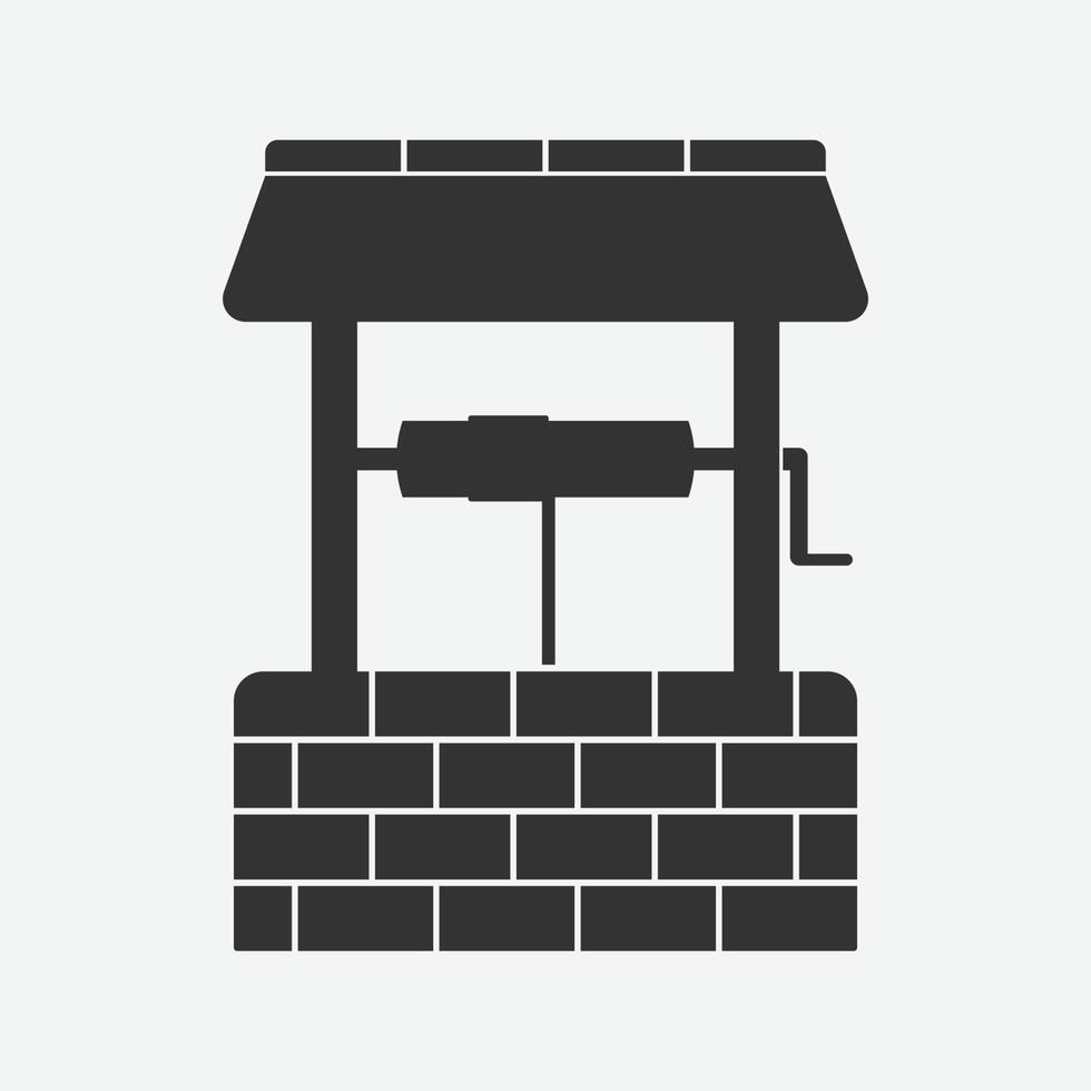 Water well icon isolated flat design vector illustration.