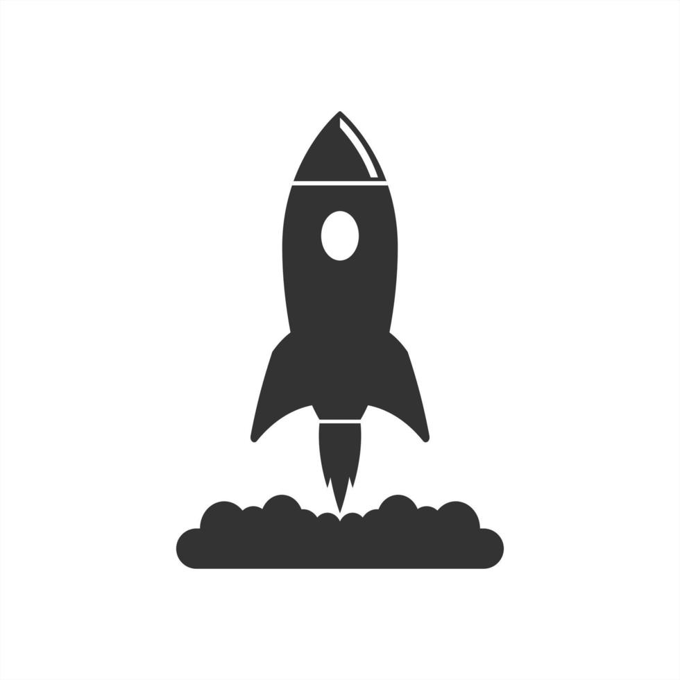 Launch rocket start up icon isolated flat design vector illustration.