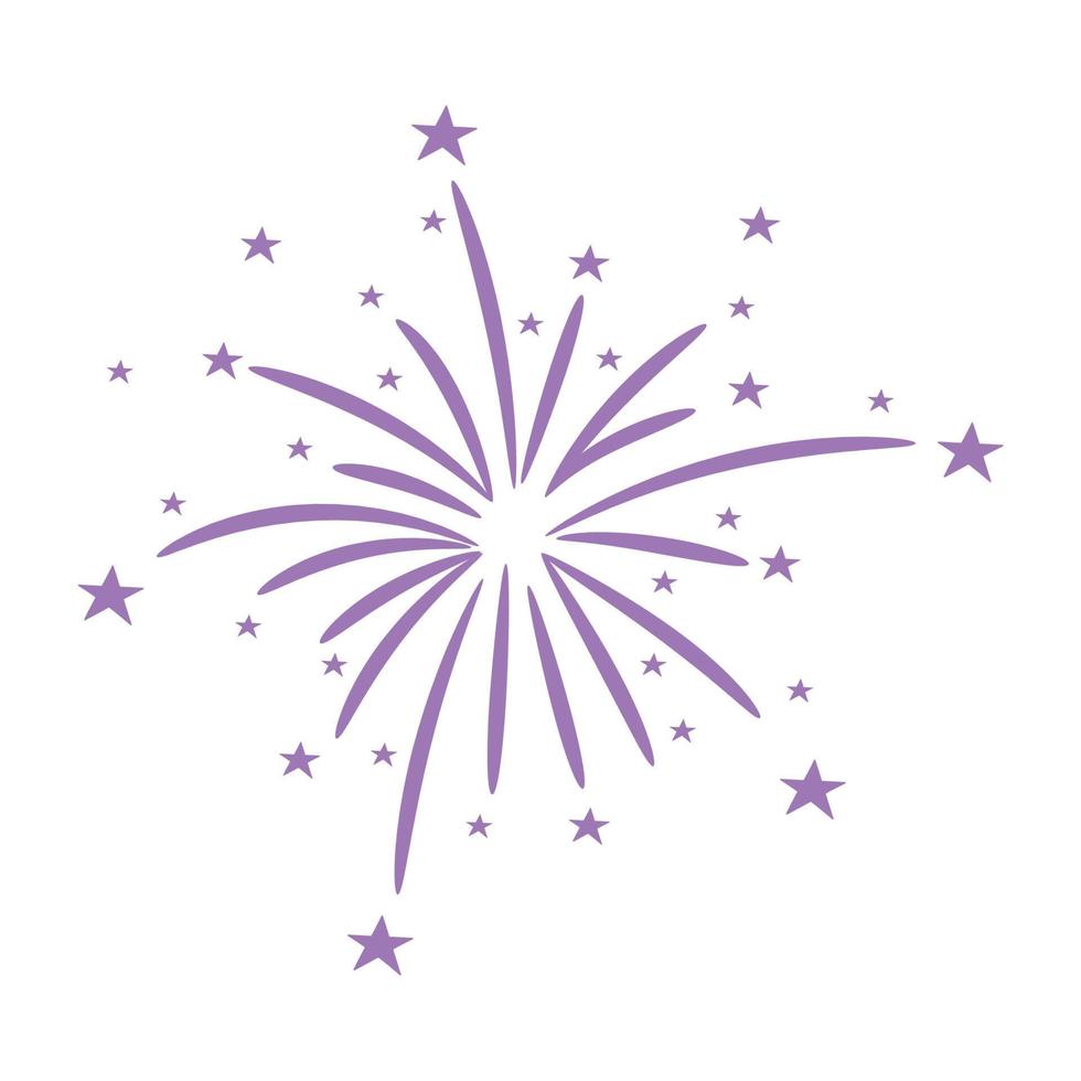 Bursting firework with stars and sparks isolated vector illustration.