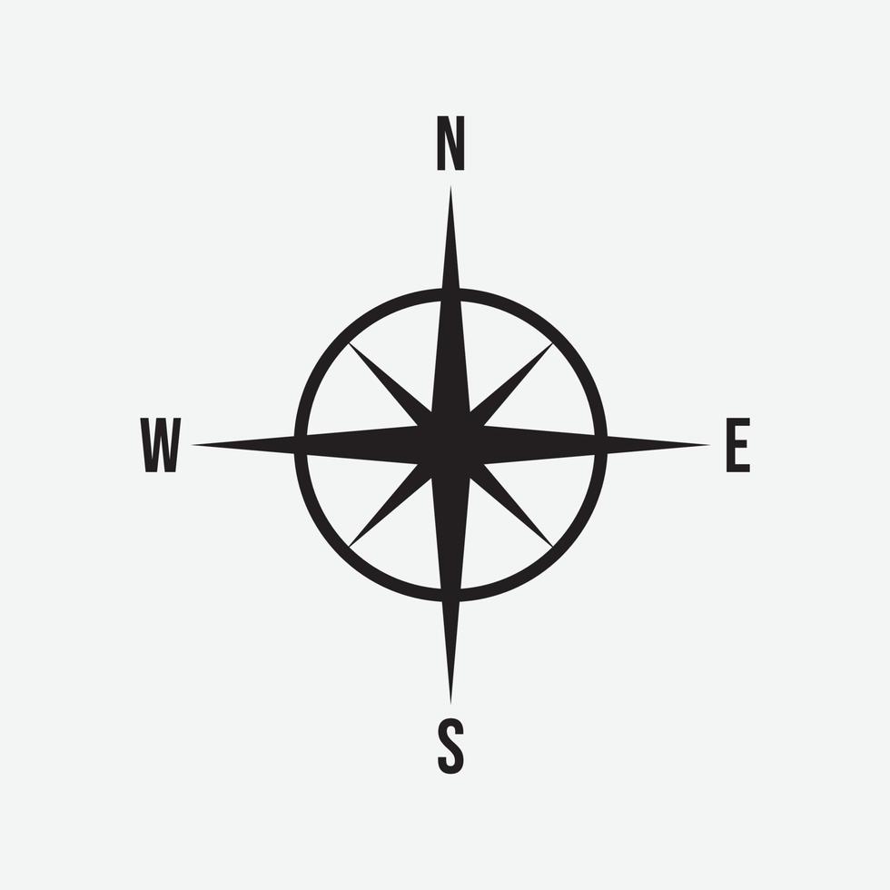 Compass navigation icon isolated flat design vector illustration.