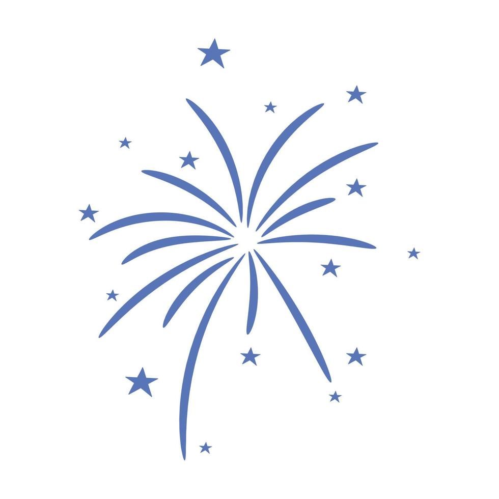 Bursting firework with stars and sparks isolated vector illustration.