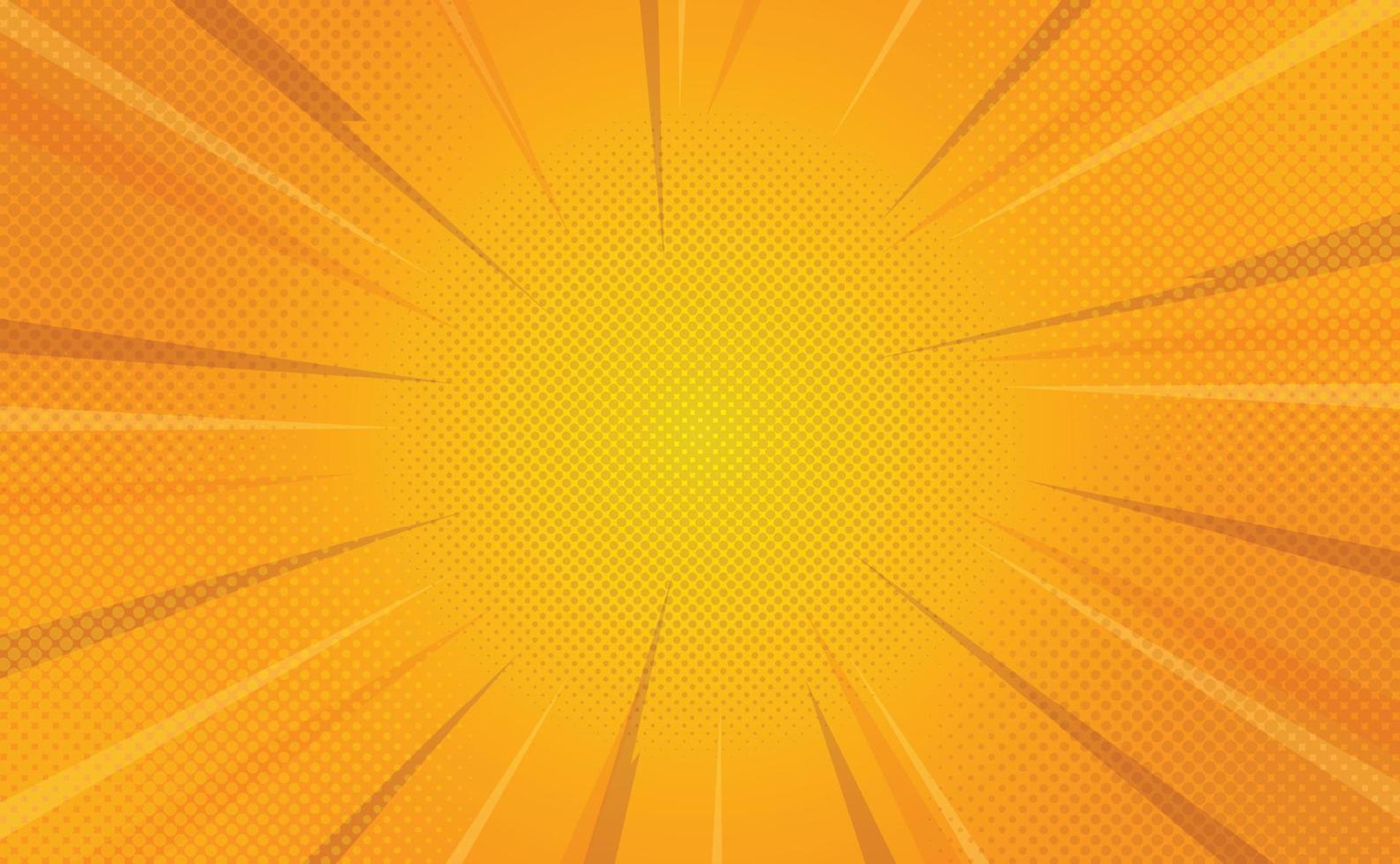 Sunburst pop art orange comics book halftone background vector