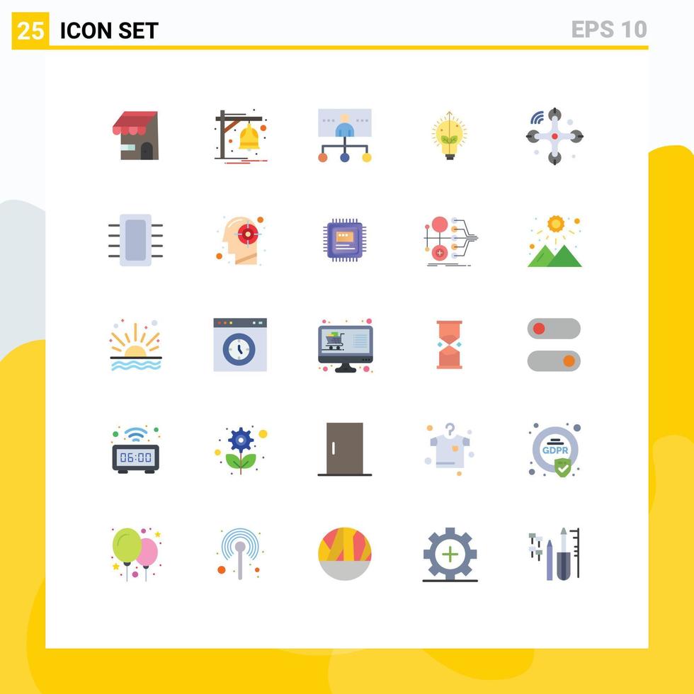 Stock Vector Icon Pack of 25 Line Signs and Symbols for communications bulb business idea organization Editable Vector Design Elements