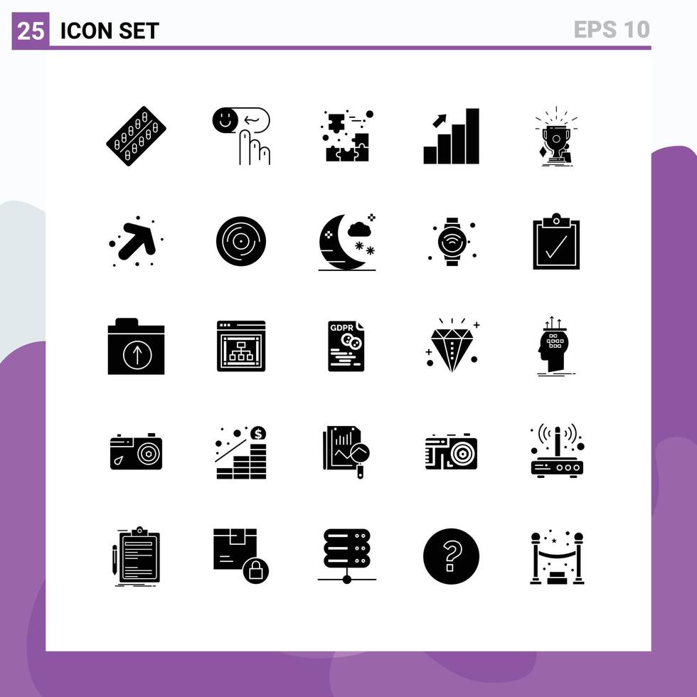 Modern Set of 25 Solid Glyphs and symbols such as chart bar rating piece customer Editable Vector Design Elements