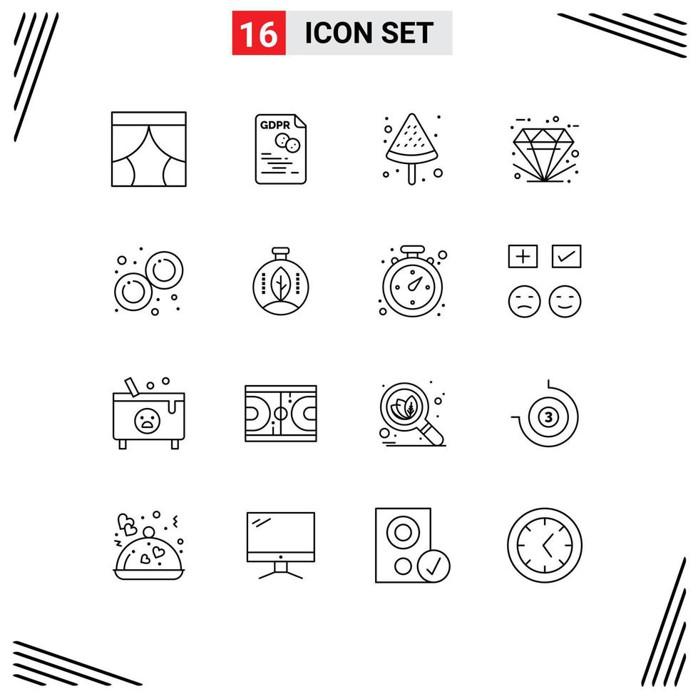 16 User Interface Outline Pack of modern Signs and Symbols of shopping good gdpr ecommerce summer Editable Vector Design Elements