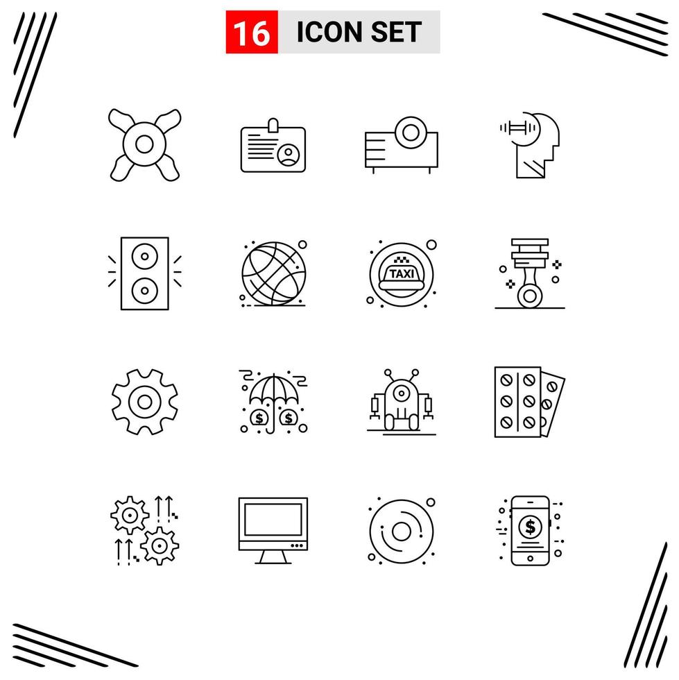 Universal Icon Symbols Group of 16 Modern Outlines of winter decoration products head brian Editable Vector Design Elements