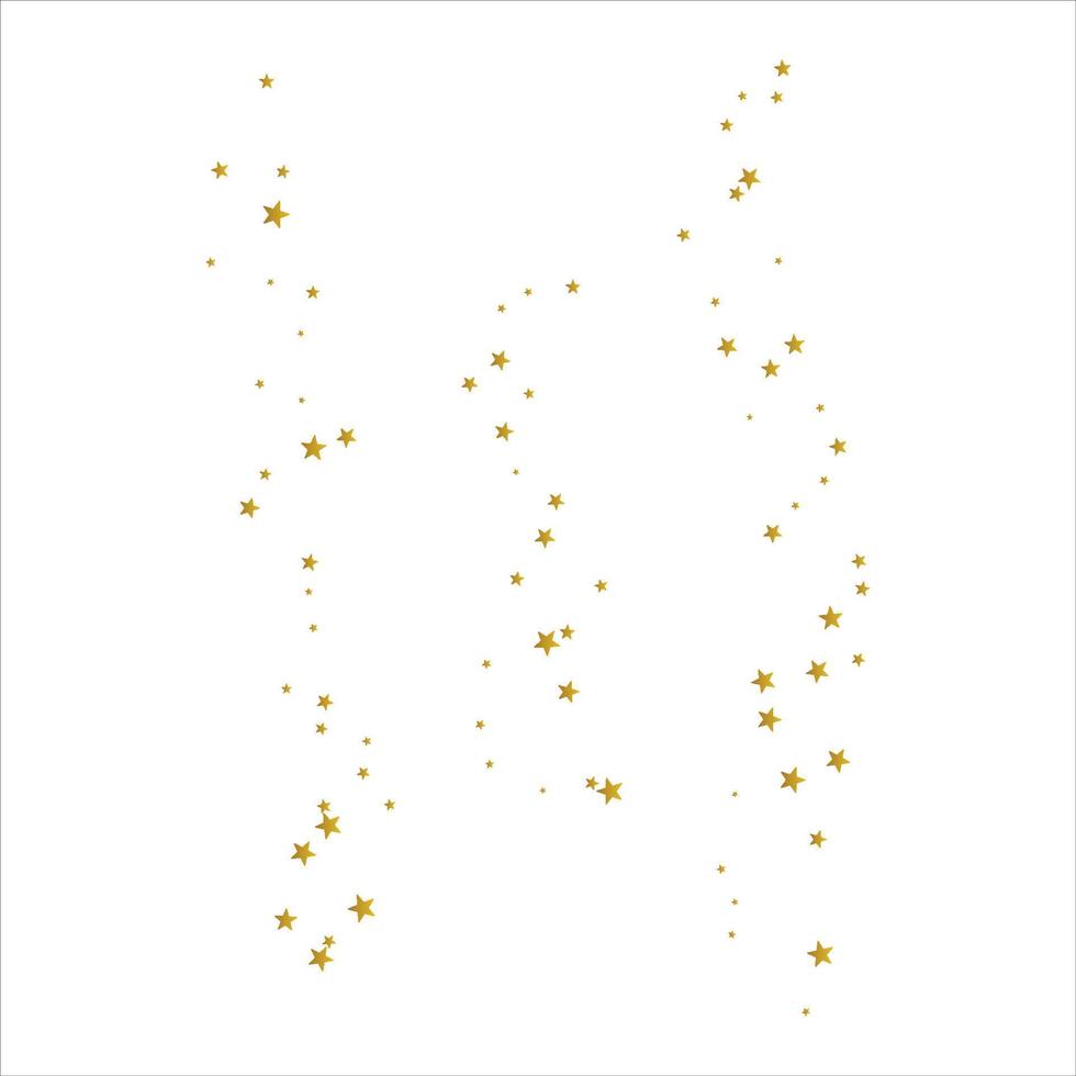 estrellas doradas dispersas en el cielo diseminan el diseño plano del icono. vector