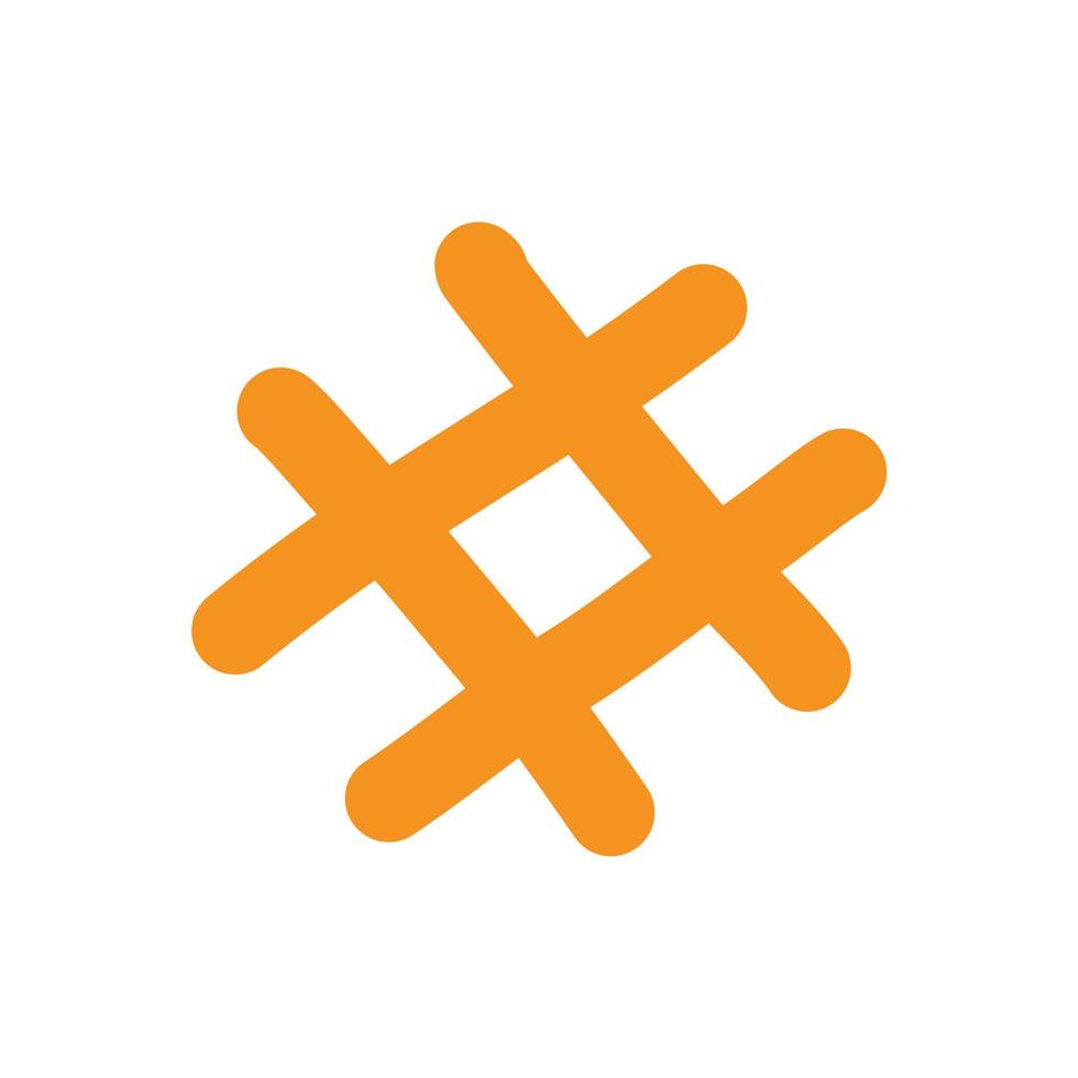 Orange hash tag sign mark icon vector illustration on white background..