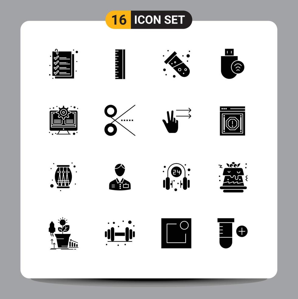 16 Creative Icons Modern Signs and Symbols of monitor stick test signal devices Editable Vector Design Elements