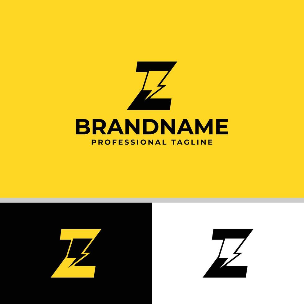 logotipo de la letra z bolt, adecuado para cualquier negocio relacionado con la electricidad con las iniciales z. vector
