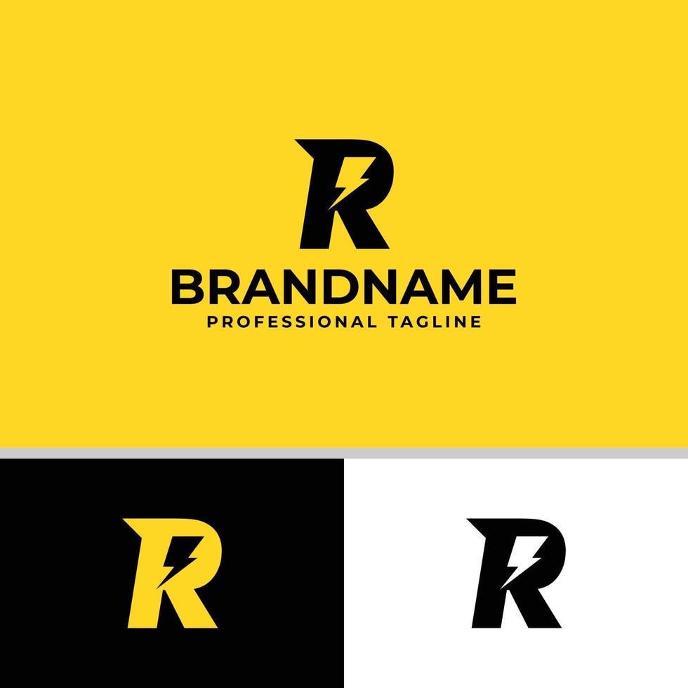 Letter R Bolt Logo, suitable for any business related to electricity with R initials. vector