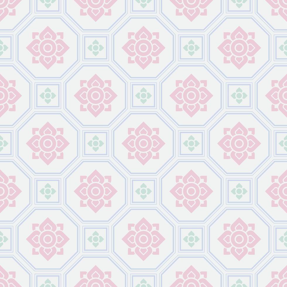 Contemporary Thai Art Pattern Background Seamless Octagon vector