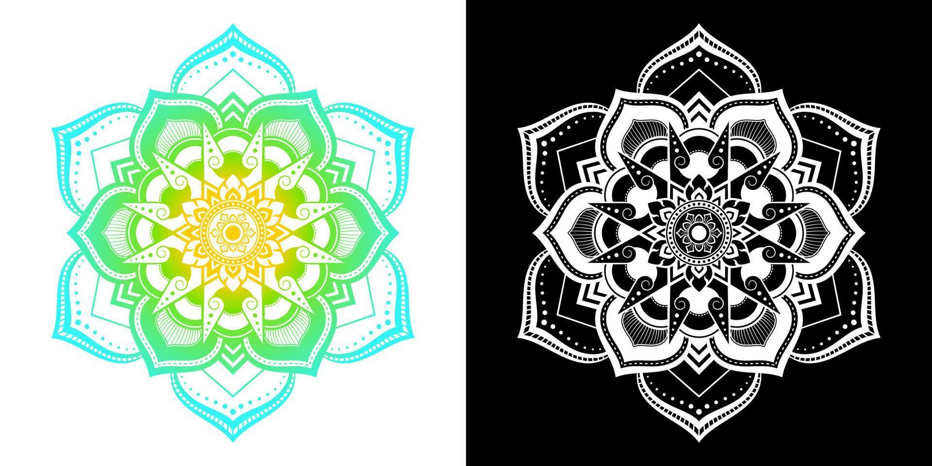 patrón de pétalos de flores arte tailandés aplicado en estilo mandala vector