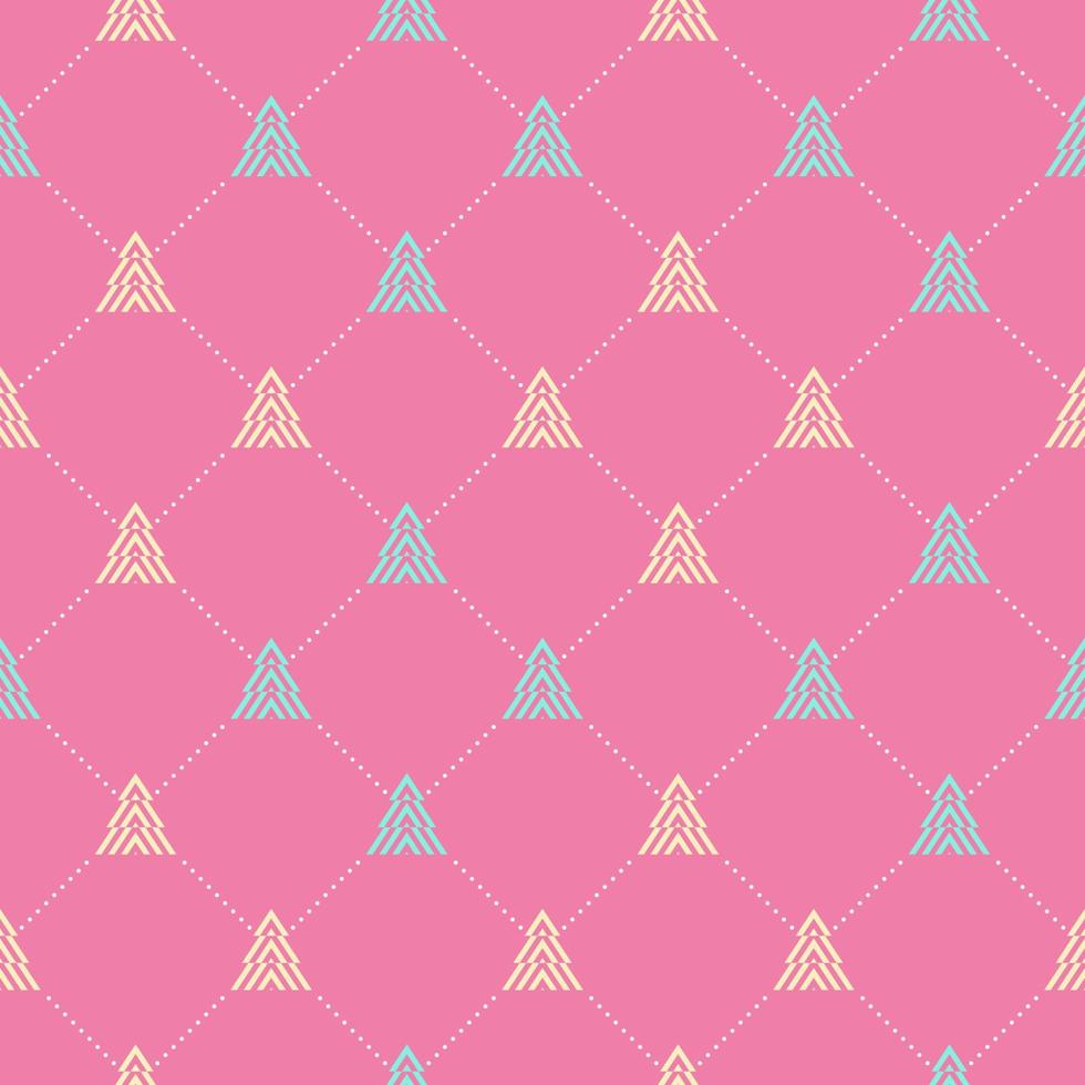 Christmas Tree Pattern Seamless Pink Background vector