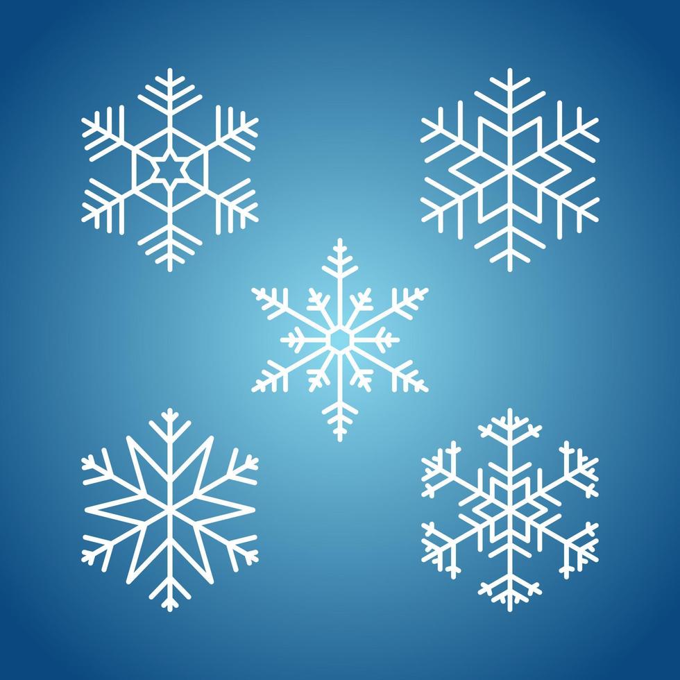 Set Of White Snowflake Icons Pattern vector