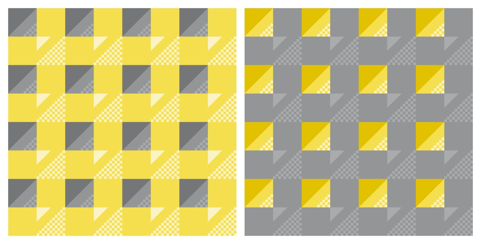 Yellow Gray Checkered Pattern Diagonal Pixel Dot vector