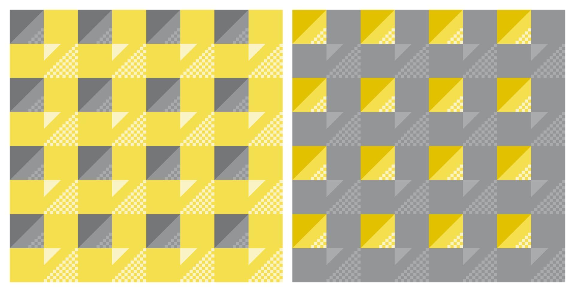 patrón de cuadros gris amarillo punto de píxel diagonal vector