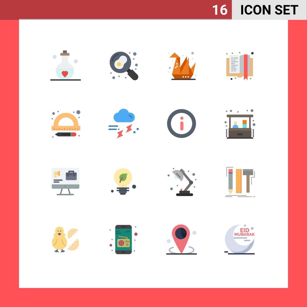 Universal Icon Symbols Group of 16 Modern Flat Colors of education e learning egg e book paper Editable Pack of Creative Vector Design Elements