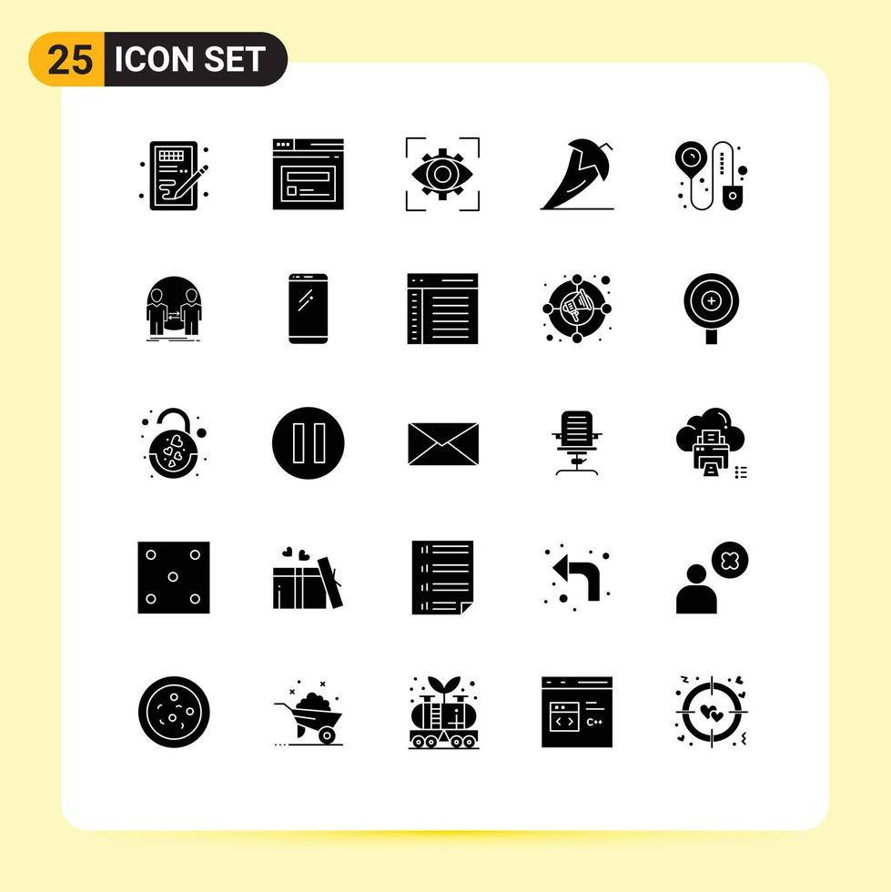 Universal Icon Symbols Group of 25 Modern Solid Glyphs of pepper food website chili view Editable Vector Design Elements