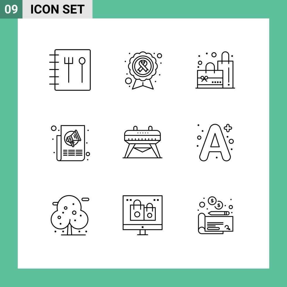 9 User Interface Outline Pack of modern Signs and Symbols of horse gymnastic plain press news Editable Vector Design Elements
