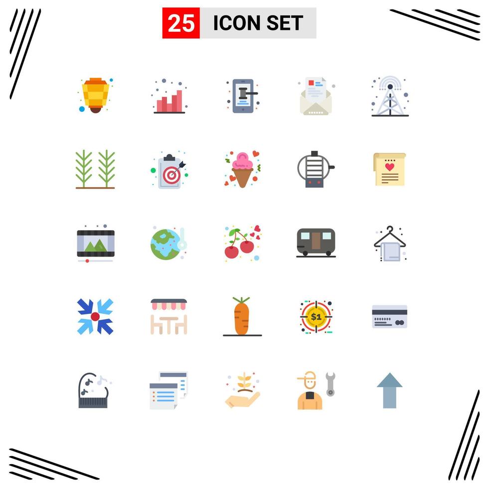 Modern Set of 25 Flat Colors and symbols such as profile e web newsletter trade Editable Vector Design Elements