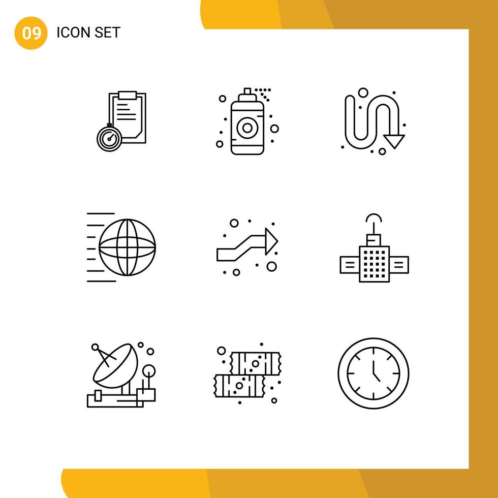 Pictogram Set of 9 Simple Outlines of arrows shopping arrows shipping services delivery Editable Vector Design Elements