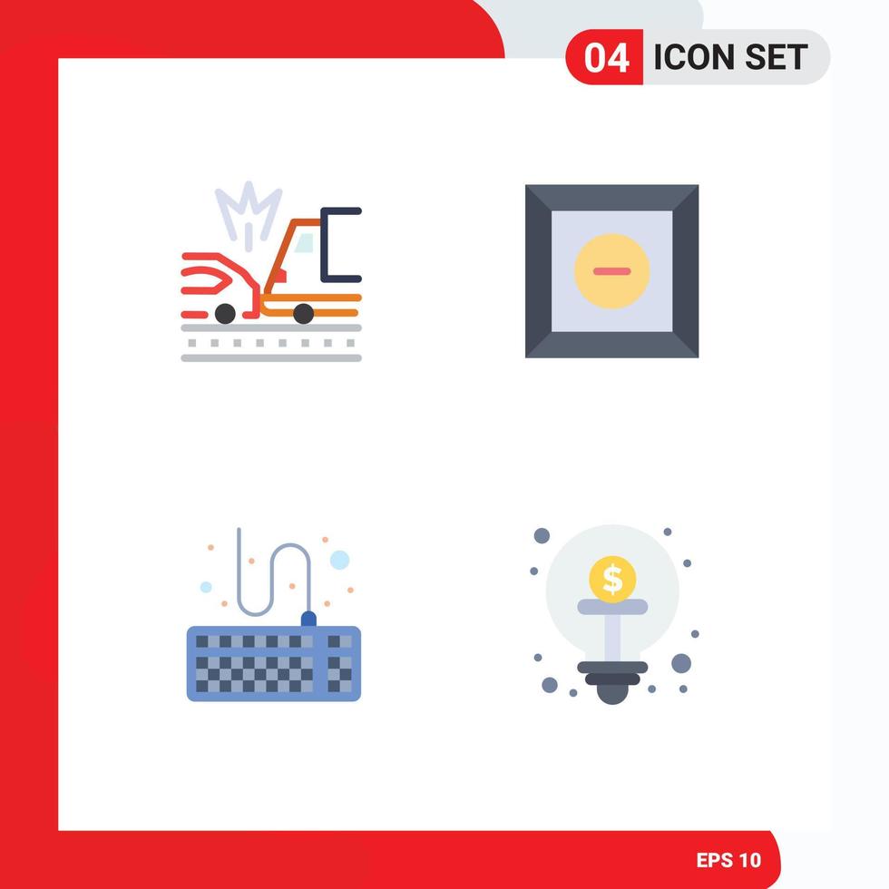 Set of 4 Modern UI Icons Symbols Signs for accident type truck product business Editable Vector Design Elements