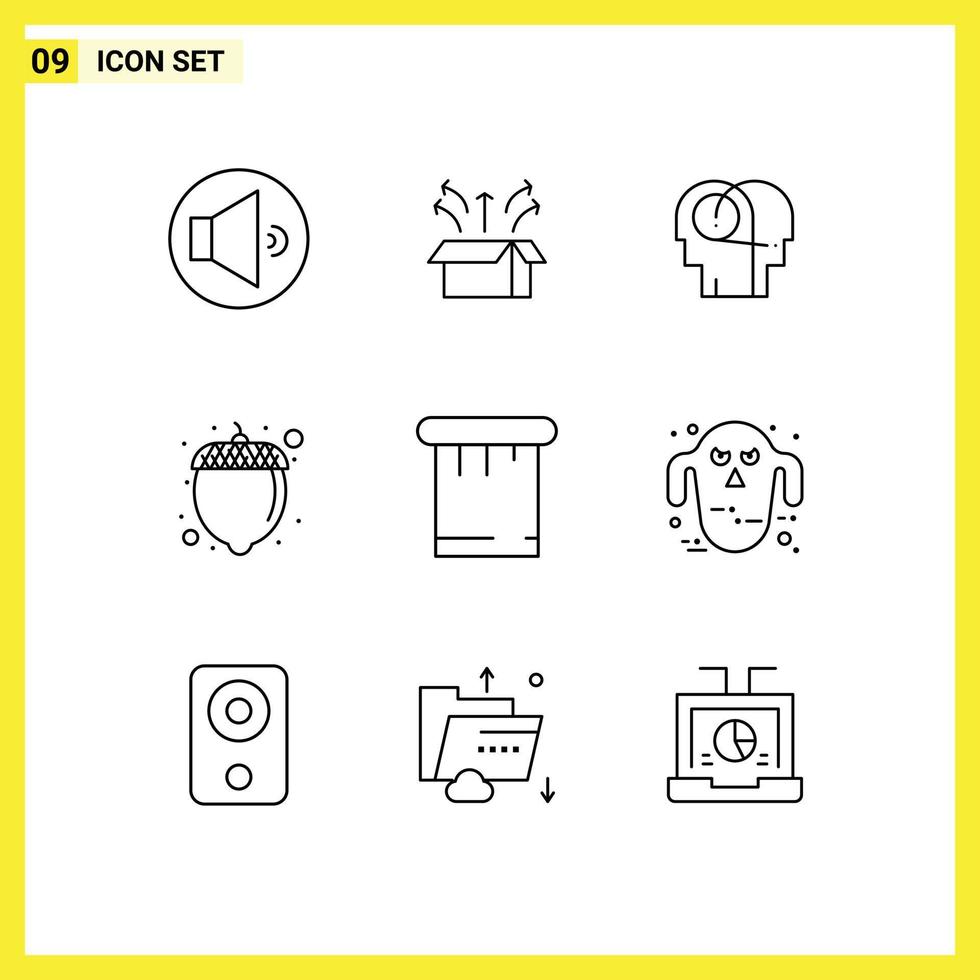 Universal Icon Symbols Group of 9 Modern Outlines of tools paint better nut food Editable Vector Design Elements