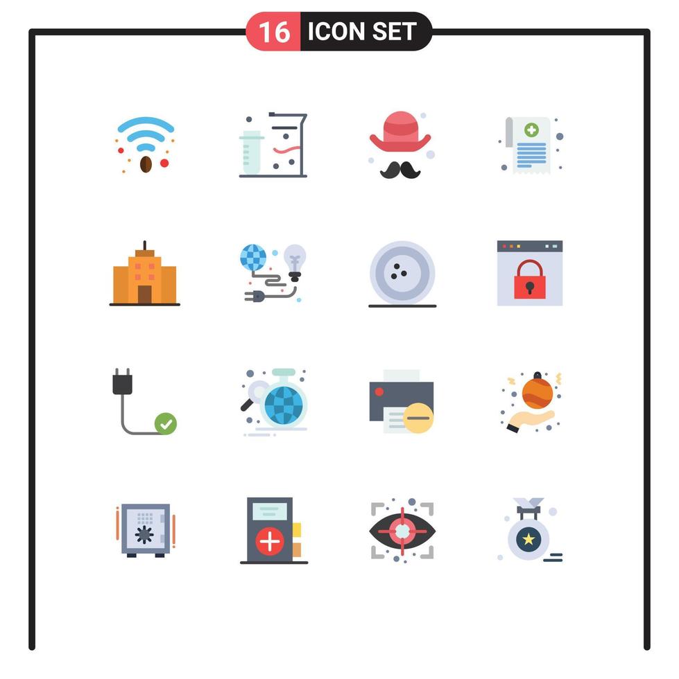 16 Universal Flat Colors Set for Web and Mobile Applications office building brim report medication Editable Pack of Creative Vector Design Elements