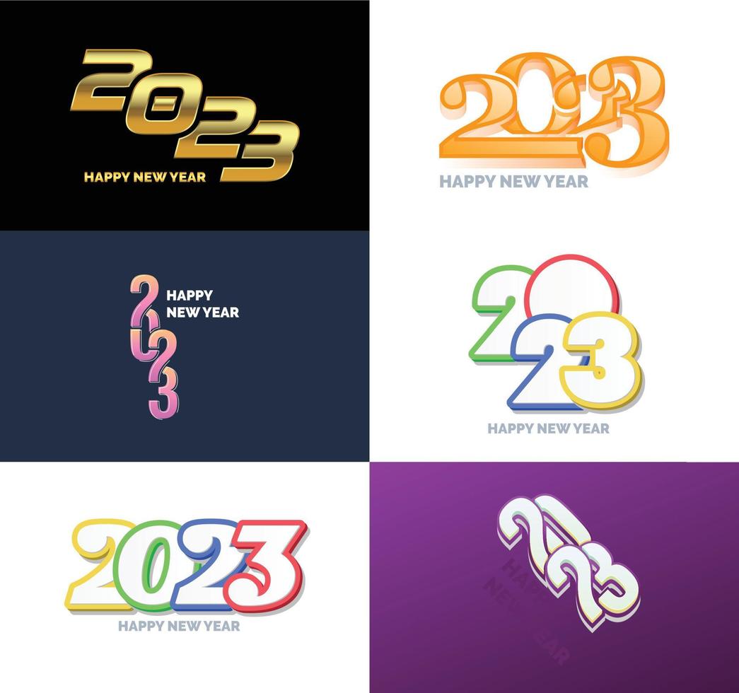 Big Collection of 2023 Happy New Year symbols Cover of business diary for 2023 with wishes vector