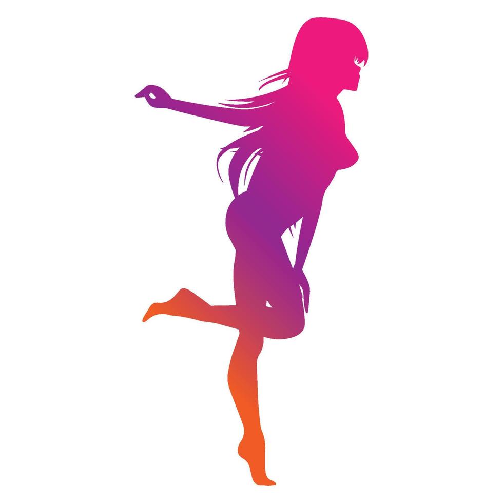 cute girl silhouette illustration vector