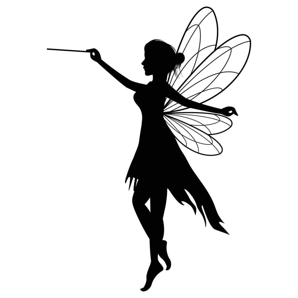 cute fairy silhouette illustration graphic vector