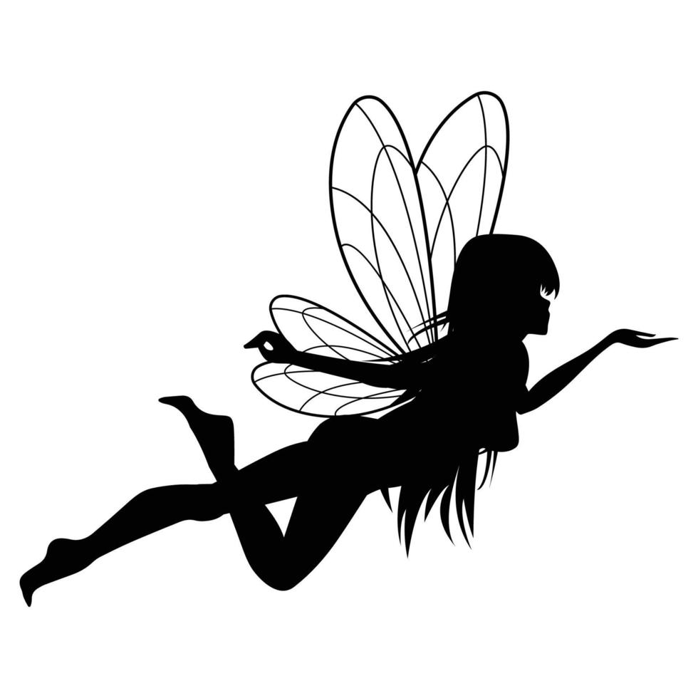 cute fairy silhouette illustration graphic vector