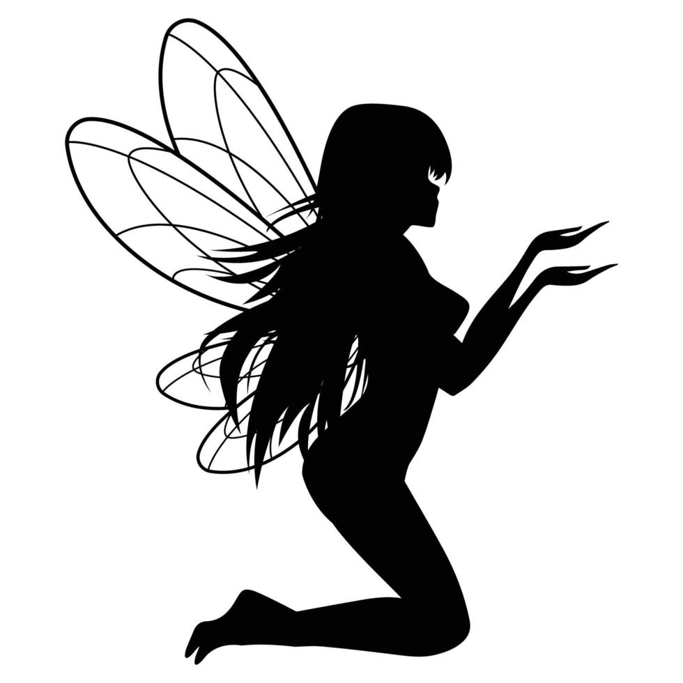 cute fairy silhouette illustration graphic vector